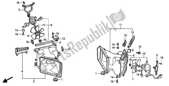 All parts for the Cooling Fan of the Honda GL 1500 SE 1994