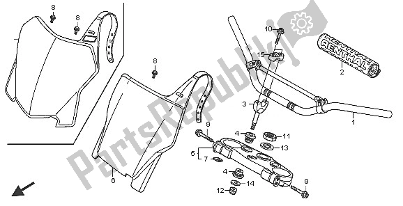 Todas las partes para Manejar Tubo Y Puente Superior de Honda CRF 250R 2005