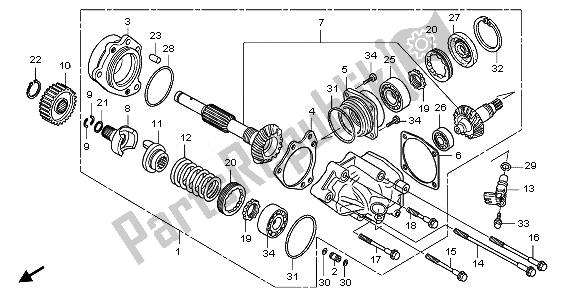 All parts for the Side Gear Case of the Honda NSA 700A 2008