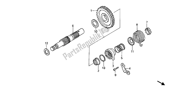 Tutte le parti per il Mandrino Del Motorino Di Avviamento del Honda NX 650 1989