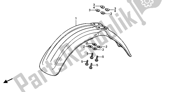 All parts for the Front Fender of the Honda CR 125R 1986