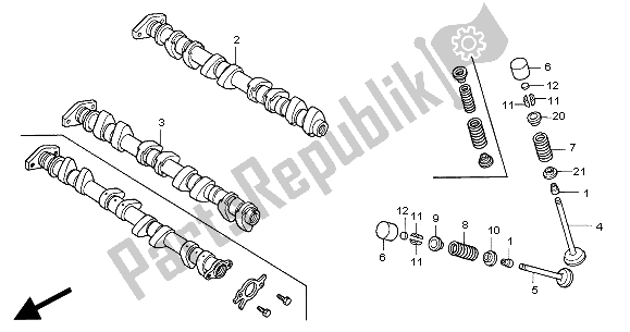 Todas las partes para árbol De Levas Y Válvula de Honda CBR 600F 2000