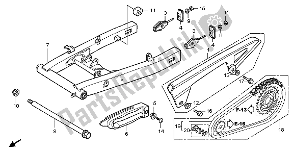 Alle onderdelen voor de Achterbrug van de Honda CBR 125 RW 2009