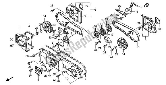 All parts for the Front Cover & Timing Belt of the Honda GL 1500 SE 1992