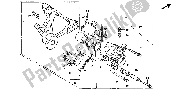 All parts for the Rear Brake Caliper of the Honda CB 750F2 1994