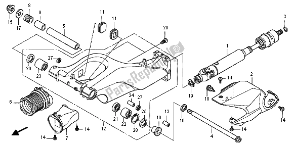 All parts for the Swingarm of the Honda VFR 1200F 2013