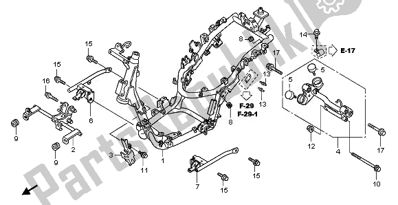 Alle onderdelen voor de Frame Lichaam van de Honda PES 125 2010