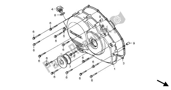 All parts for the Right Crankcase Cover of the Honda VFR 800 FI 2001