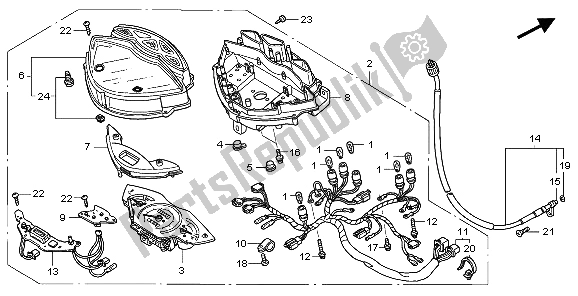 All parts for the Meter (mph) of the Honda SH 125 2007