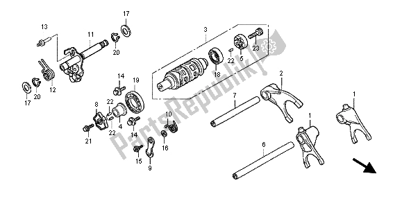 All parts for the Gearshift Drum of the Honda CBF 1000F 2012