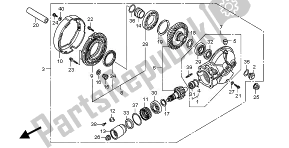 Alle onderdelen voor de Uiteindelijk Aangedreven Versnelling van de Honda VT 750C2S 2010