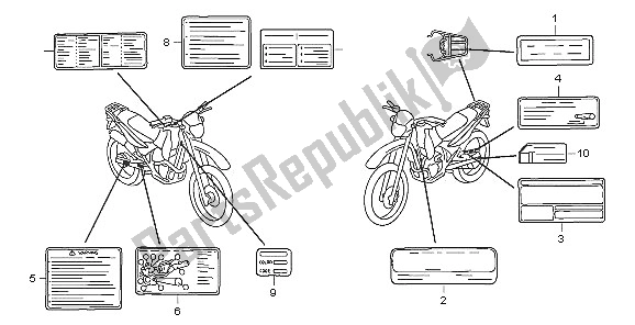 All parts for the Caution Label of the Honda XR 125L 2005