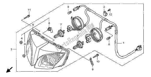 All parts for the Headlight (uk) of the Honda CBF 1000T 2009