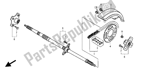 All parts for the Final Driven Gear of the Honda TRX 90 2012