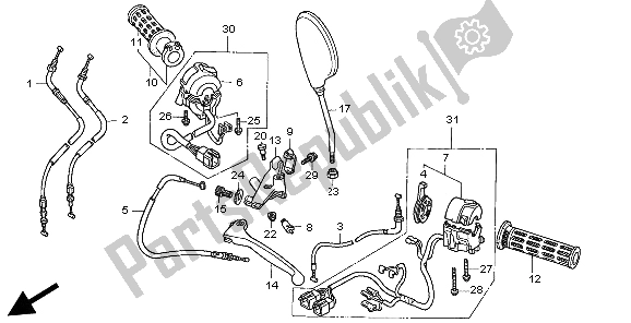 Todas las partes para Interruptor Y Cable de Honda CB 500 1998