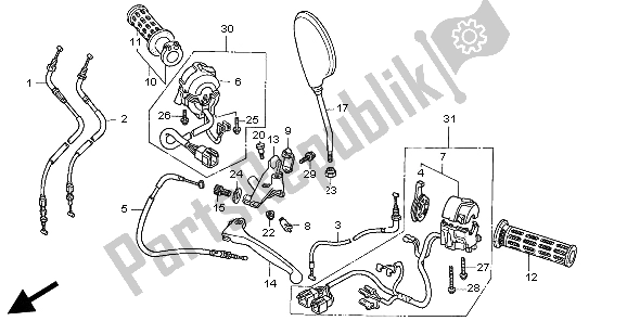 Tutte le parti per il Interruttore E Cavo del Honda CB 500 1998