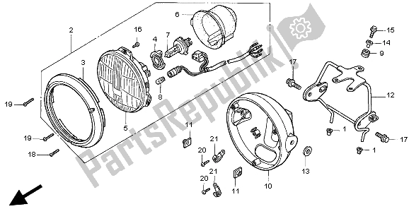 All parts for the Headlight Eu of the Honda CLR 125 1999