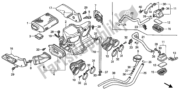 All parts for the Air Cleaner of the Honda CBR 1000F 1993