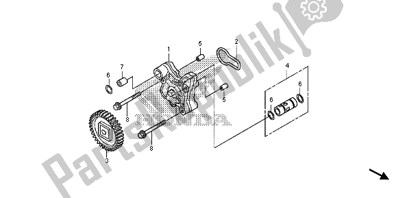 All parts for the Oil Pump of the Honda CRF 250M 2015