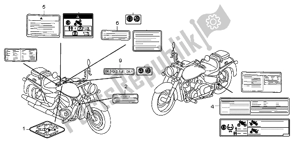 Alle onderdelen voor de Waarschuwingsetiket van de Honda VT 750 CA 2009