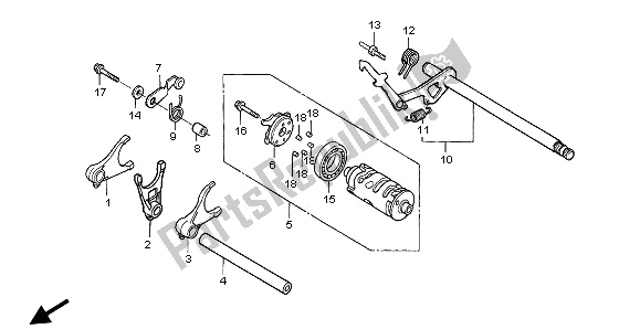 All parts for the Gearshift Drum of the Honda NT 650V 2002