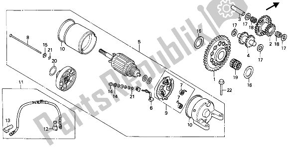 All parts for the Starter Motor of the Honda NX 250 1989