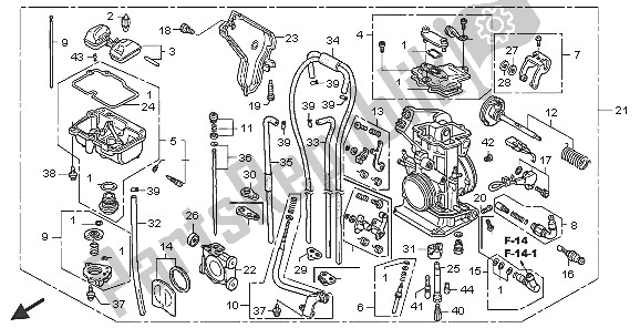 Alle onderdelen voor de Carburator van de Honda CRF 250X 2005