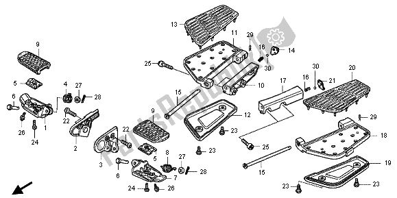 All parts for the Step of the Honda GL 1800 2013