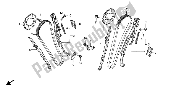 Todas las partes para Cadena De Levas Y Tensor de Honda XL 600V Transalp 1991