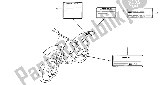 Todas las partes para Etiqueta De Precaución de Honda CR 500R 1 1990