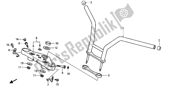All parts for the Handle Pipe & Top Bridge of the Honda VT 600C 1989
