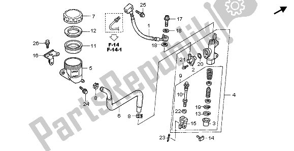 All parts for the Rr. Brake Master Cylinder of the Honda VFR 800A 2003