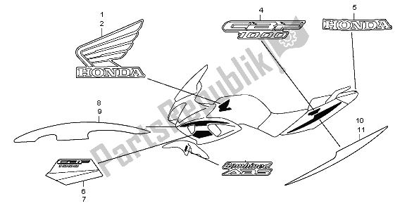 All parts for the Stripe & Mark of the Honda CBF 1000 2009