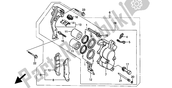 Wszystkie części do Zacisk Hamulca Przedniego Honda XR 250R 1994