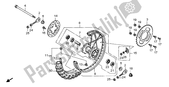 Todas las partes para Rueda Trasera de Honda CR 80R SW 2000