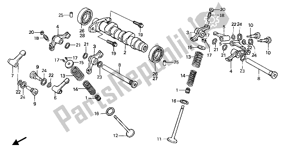 Todas las partes para árbol De Levas Y Válvula de Honda XR 250R 1988