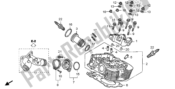 All parts for the Rear Cylinder Head of the Honda VTX 1800C1 2006