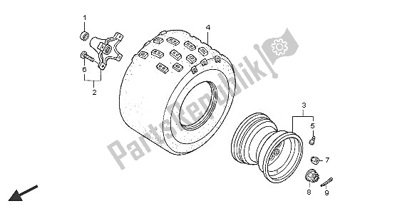 All parts for the Rear Wheel of the Honda TRX 250 EX Sporttrax 2005