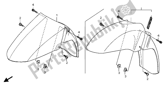 All parts for the Front Fender of the Honda FES 125 2006