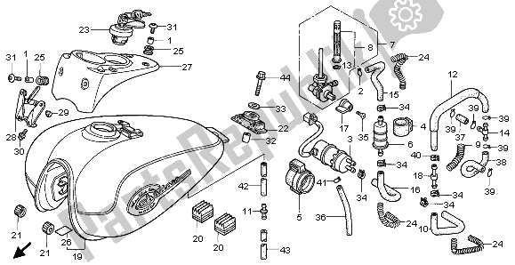 All parts for the Fuel Tank & Fuel Pump of the Honda VT 750C 1998