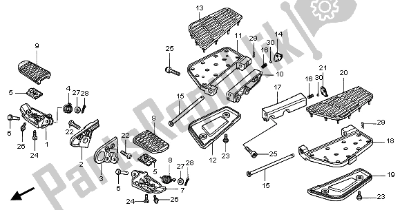All parts for the Step of the Honda GL 1800A 2001