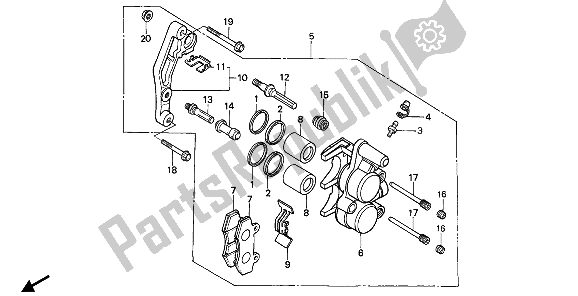 Tutte le parti per il Pinza Freno Anteriore del Honda XR 600R 1987