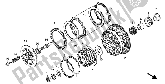 All parts for the Clutch of the Honda CB 600F3A Hornet 2009