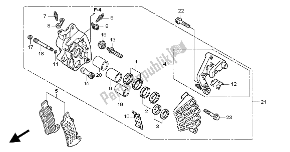 All parts for the R. Front Brake Caliper of the Honda VTX 1800C 2004