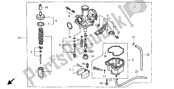 All parts for the Carburetor of the Honda XLR 125R 1998