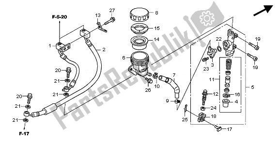 All parts for the Rear Brake Master Cylinder of the Honda CBF 1000 FTA 2010