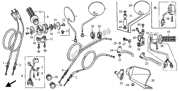 Todas as partes de Alavanca De Manivela E Interruptor E Cabo do Honda XR 650R 2004