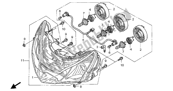 All parts for the Headlight (eu) of the Honda CBR 900 RR 2002