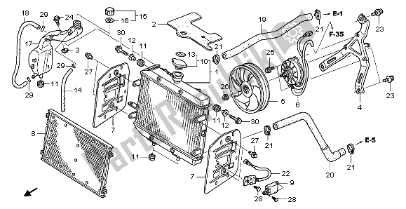 All parts for the Radiator of the Honda TRX 650 FA Fourtrax Rincon 2004