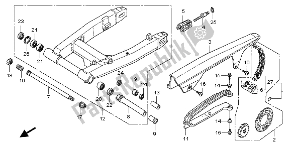 All parts for the Swingarm of the Honda CBR 1100 XX 2003